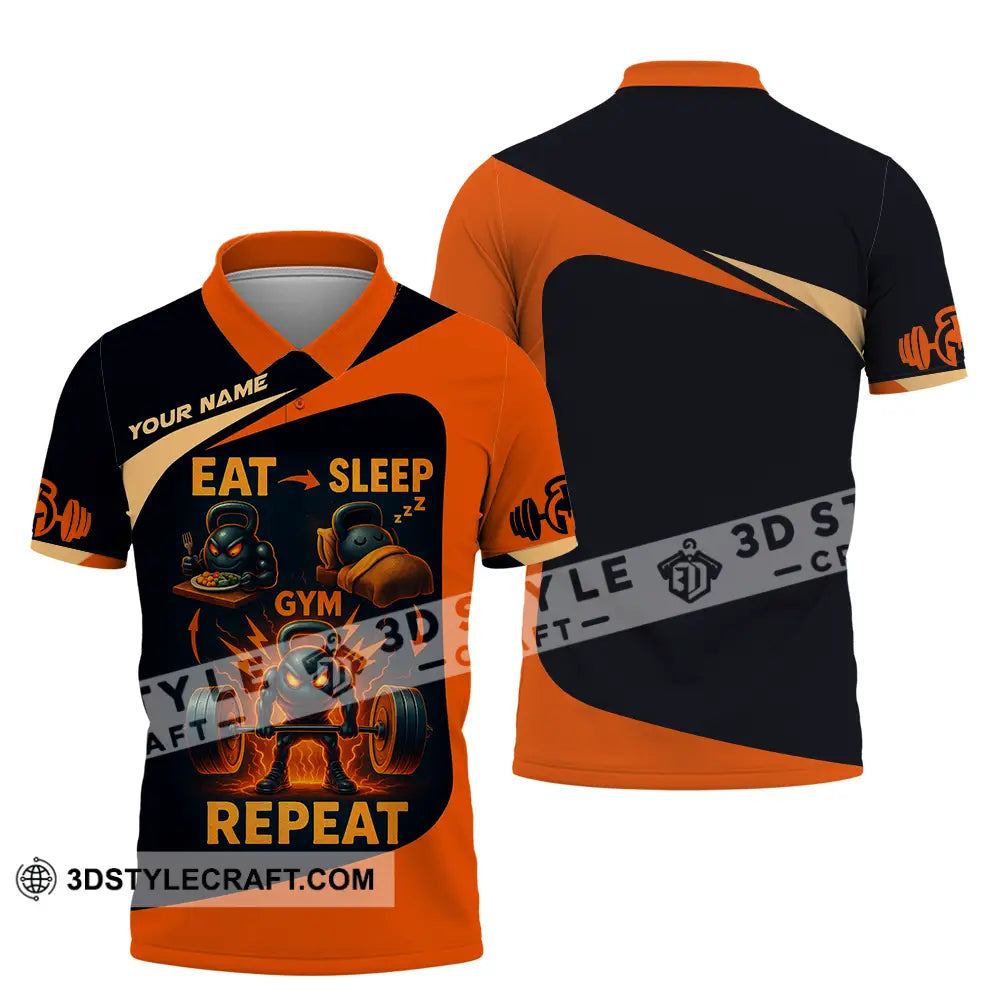 Unisex Shirt Custom Eat Sleep Gym And Repeat Shirt Polo Shirt / S T shirt