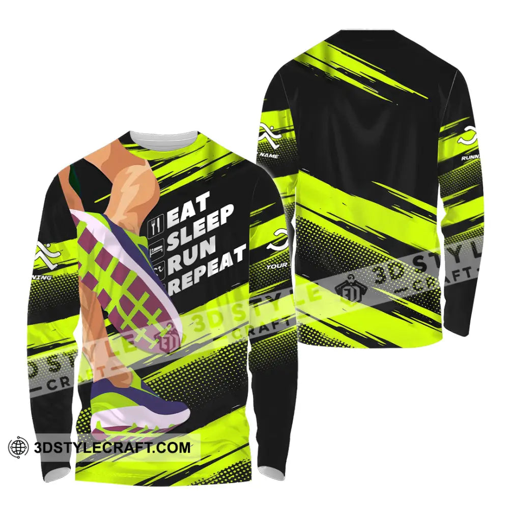 Unisex Shirt - Custom Eat Sleep Run Repeat 3D Shirt Long Sleeve Shirt / S T-shirt