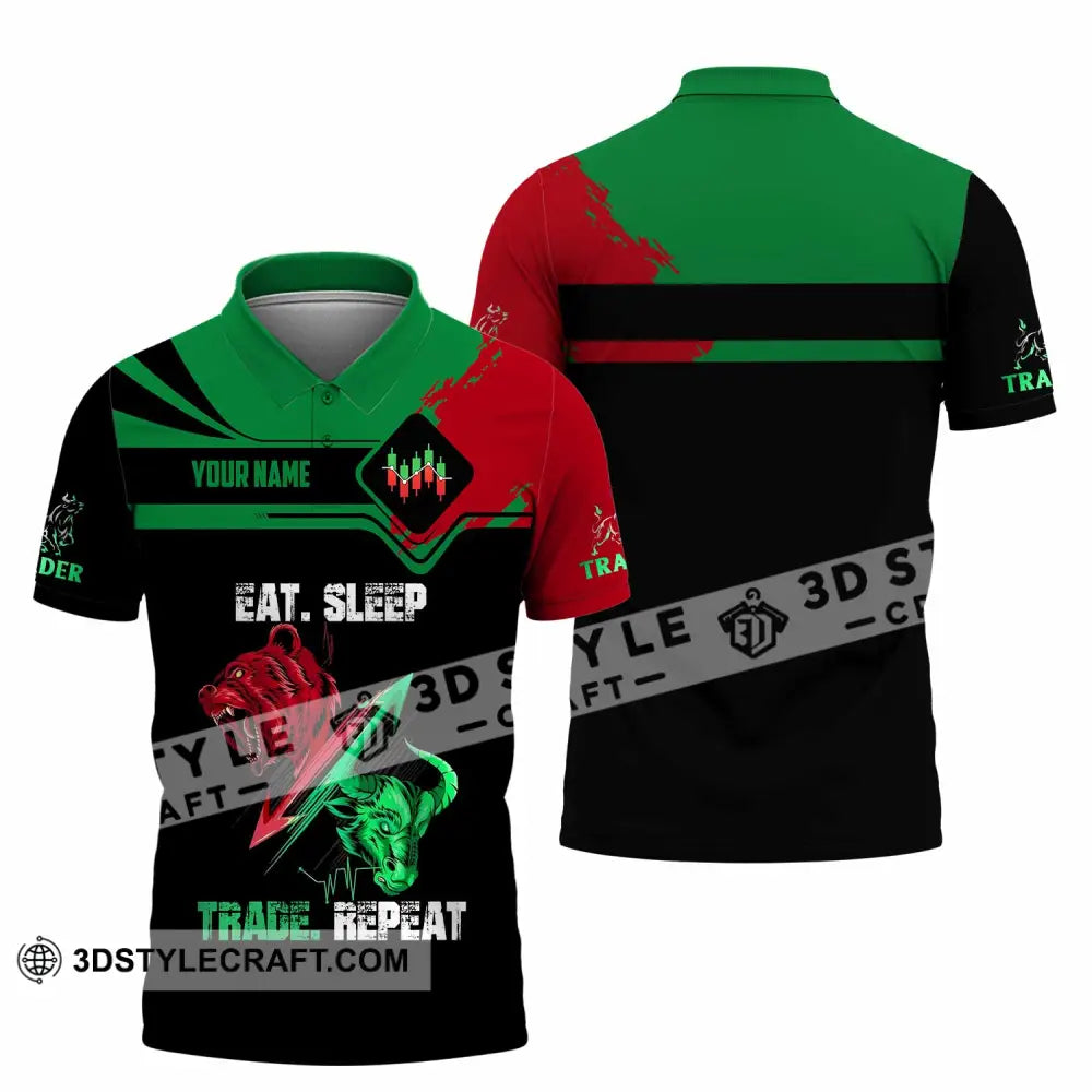 Unisex Shirt - Custom Eat Sleep Trade Repeat 3D Shirt Polo Shirt / S T-shirt
