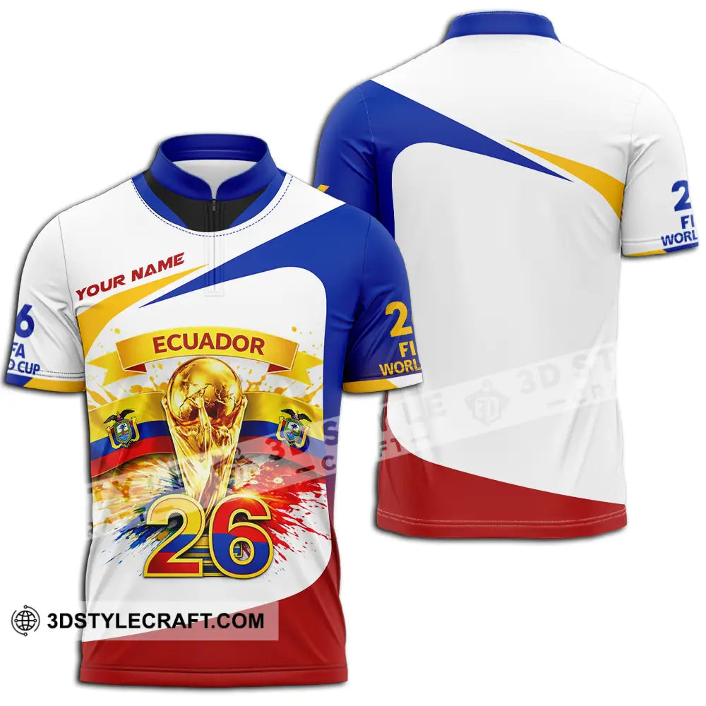 Unisex Shirt - Custom Ecuador World Cup 2026 3D Shirt - Zipper Polo Shirt / S - T-shirt