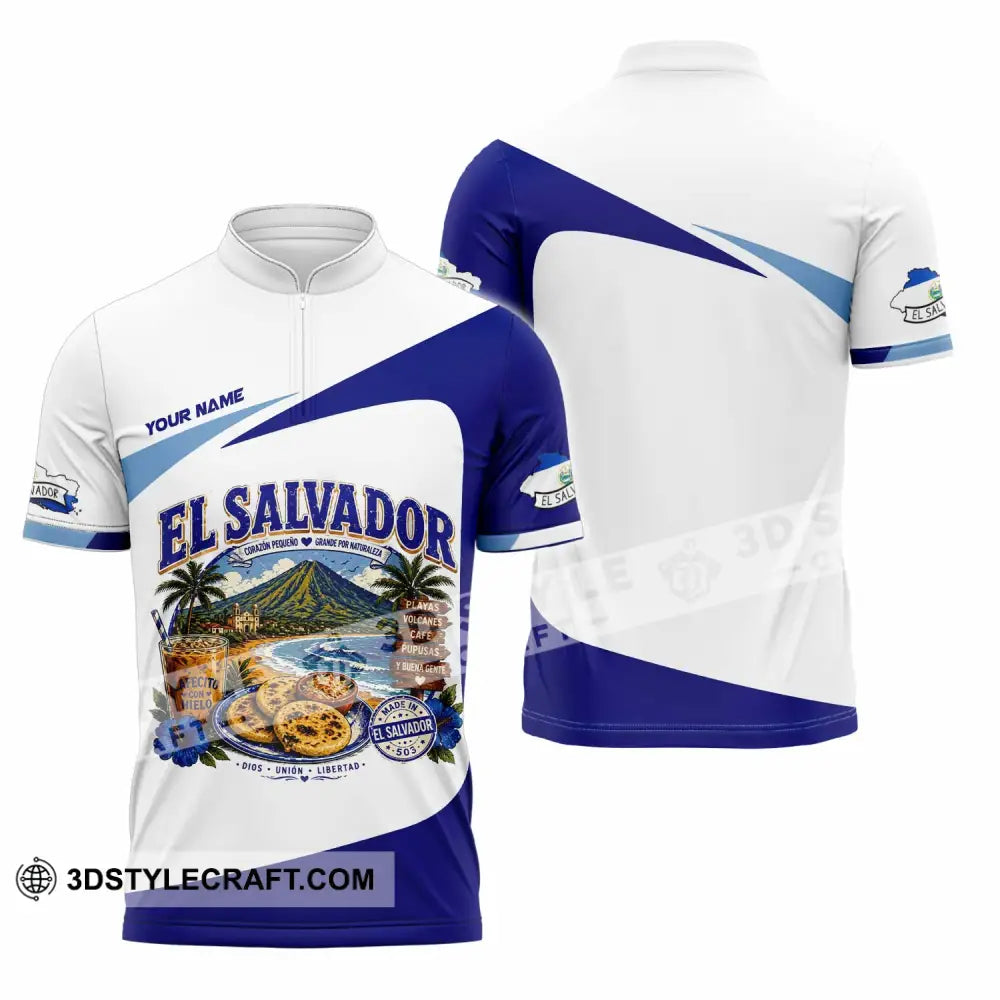 Unisex Shirt - Custom El Salvador Shirt - Zipper Polo Shirt / S - T-shirt