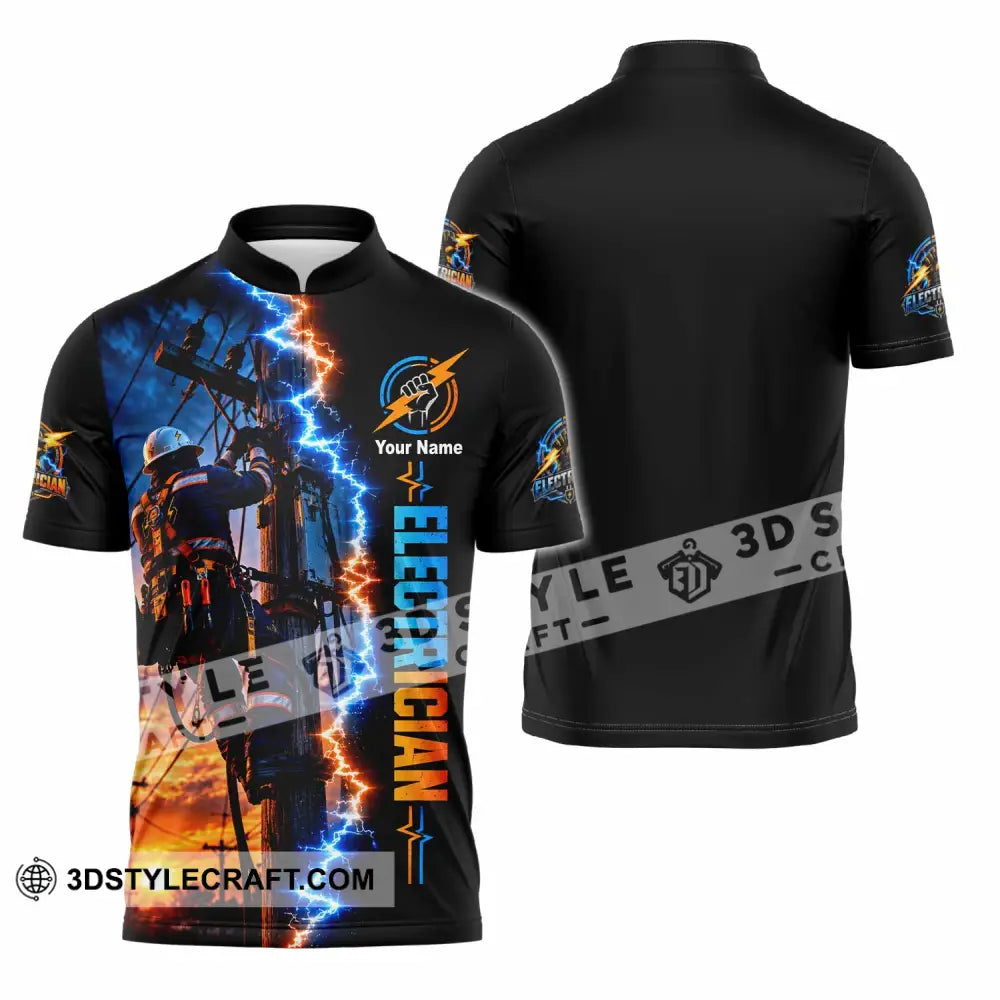 Unisex Shirt - Custom Electrician Shirt - Zipper Polo Shirt / S - T-shirt