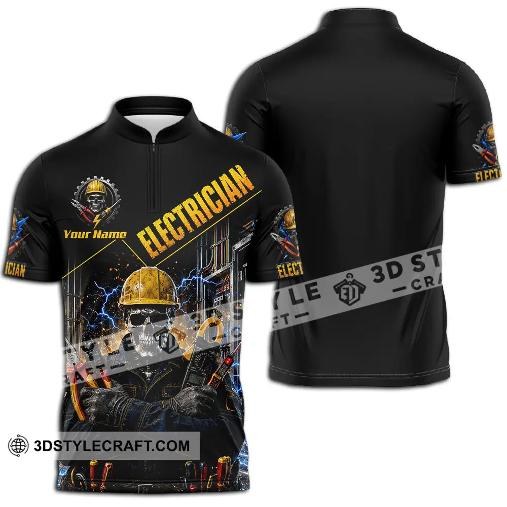 Unisex Shirt - Custom Electrician Shirt - Zipper Polo Shirt / S - T-shirt