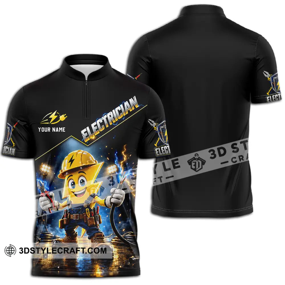 Unisex Shirt - Custom Electrician Shirt - Zipper Polo Shirt / S - T-shirt