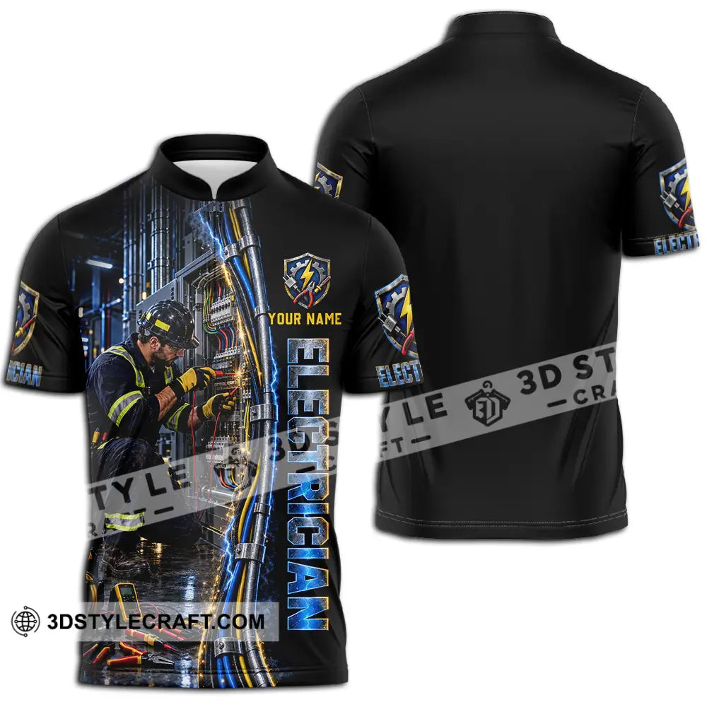 Unisex Shirt - Custom Electrician Shirt - Zipper Polo Shirt / S - T-shirt
