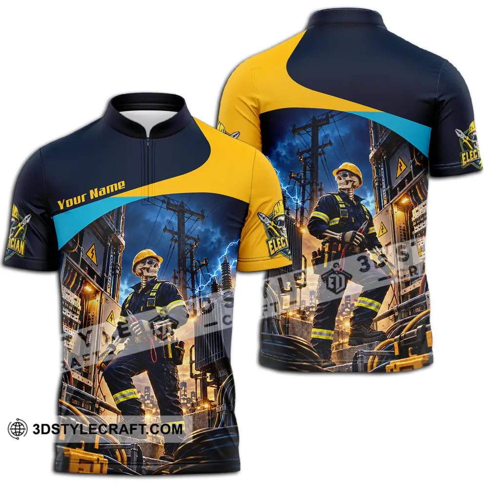 Unisex Shirt - Custom Electrician Shirt - Zipper Polo Shirt / S - T-shirt