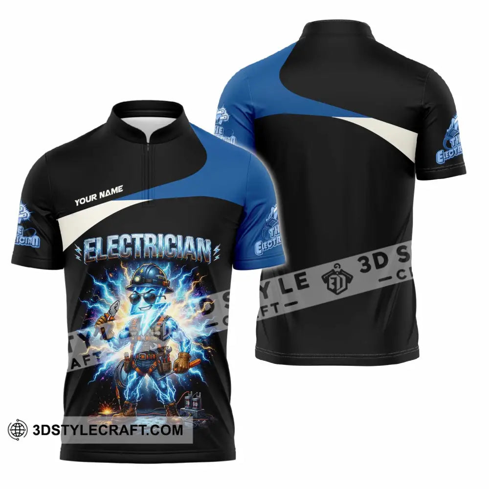 Unisex Shirt - Custom Electrician Shirt - Zipper Polo Shirt / S - T-shirt