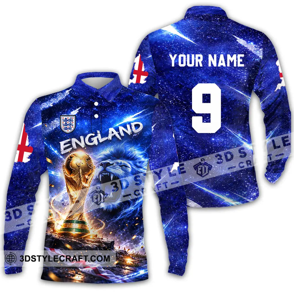 Unisex Shirt - Custom England World Cup 2026 3D Shirt Long Sleeve Polo / S T-shirt