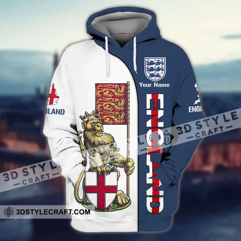 Unisex Shirt - Custom England Football Name T-Shirt Three Lion Hoodie / S T-Shirt