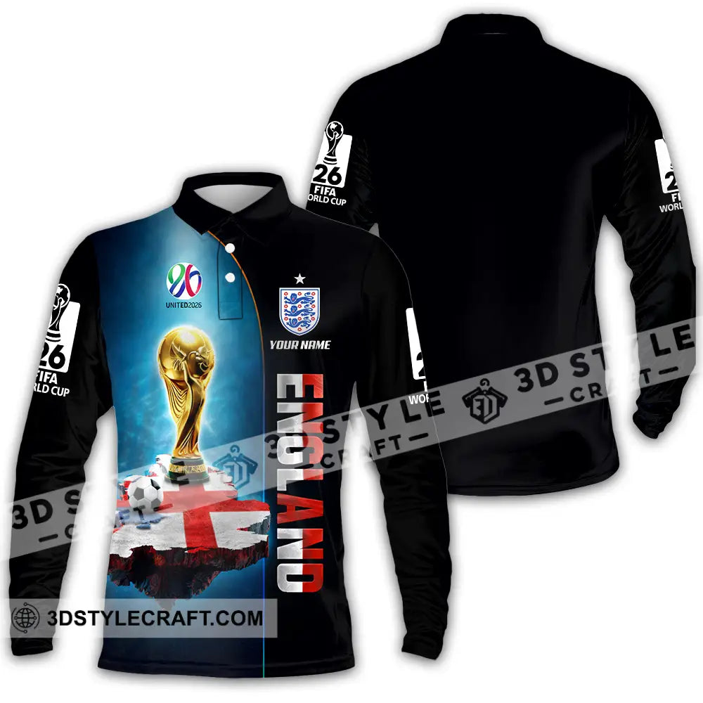 Unisex Shirt - Custom England World Cup 2026 3D Shirt - Long Sleeve Polo / S - T-shirt