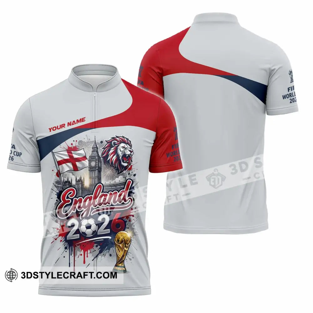 Unisex Shirt - Custom England World Cup 2026 3D Shirt - Zipper Polo Shirt / S - T-shirt
