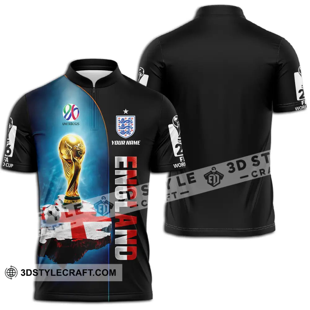 Unisex Shirt - Custom England World Cup 2026 3D Shirt - Zipper Polo Shirt / S - T-shirt