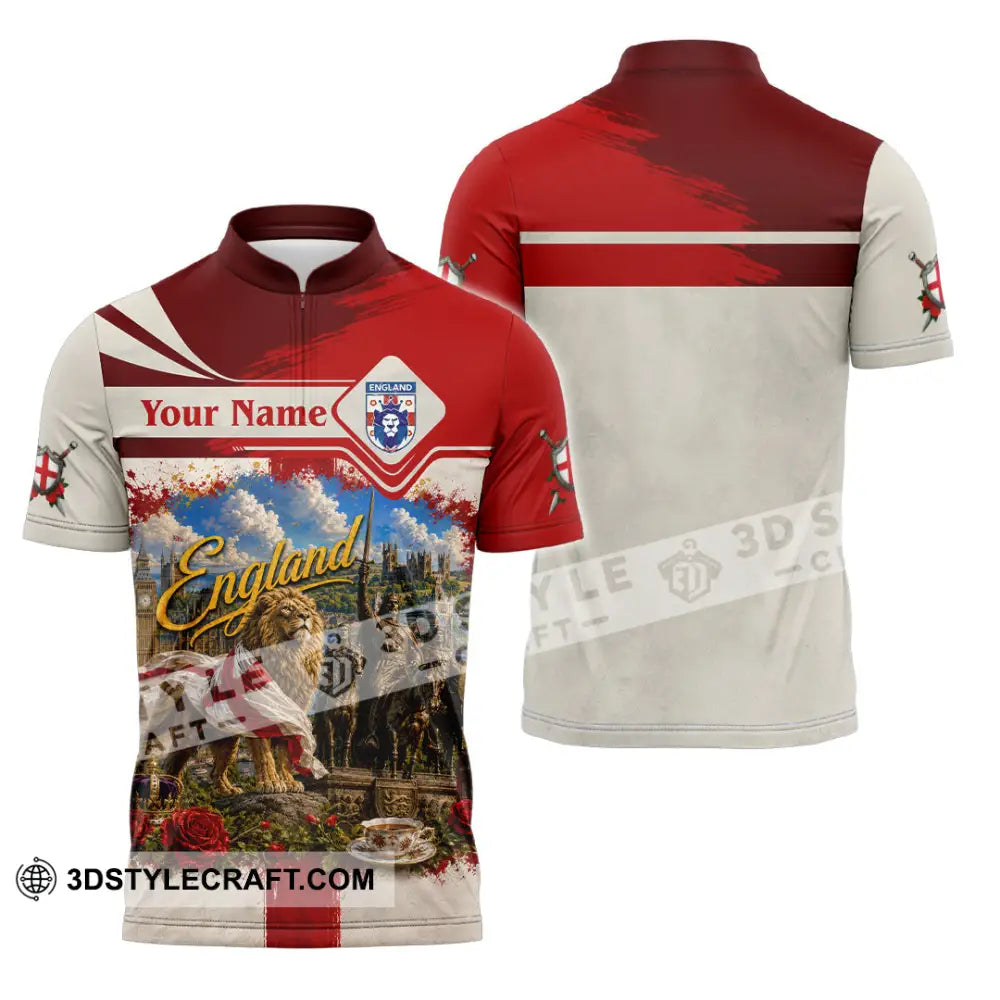 Unisex Shirt - Custom England Shirt - Zipper Polo Shirt / S - T-shirt