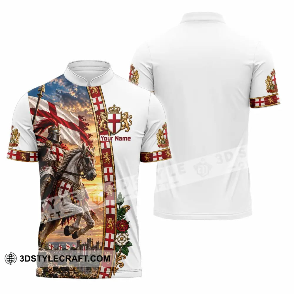 Unisex Shirt - Custom England Shirt - Zipper Polo Shirt / S - T-shirt