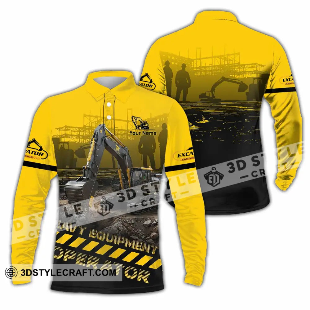 Unisex Shirt - Custom Excavator Shirt - Long Sleeve Polo / S - T-shirt