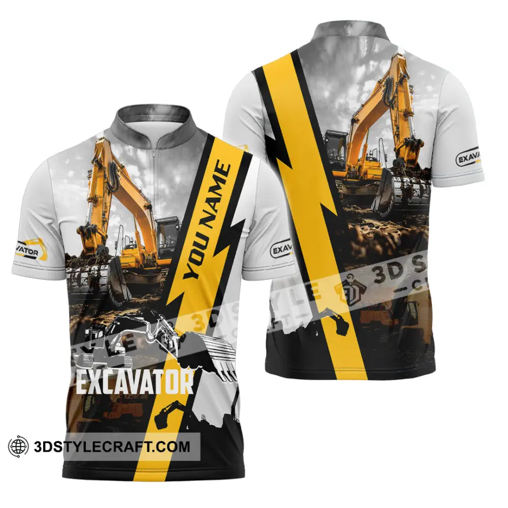 Unisex Shirt - Custom Excavator Shirt - Zipper Polo Shirt / S - T-shirt