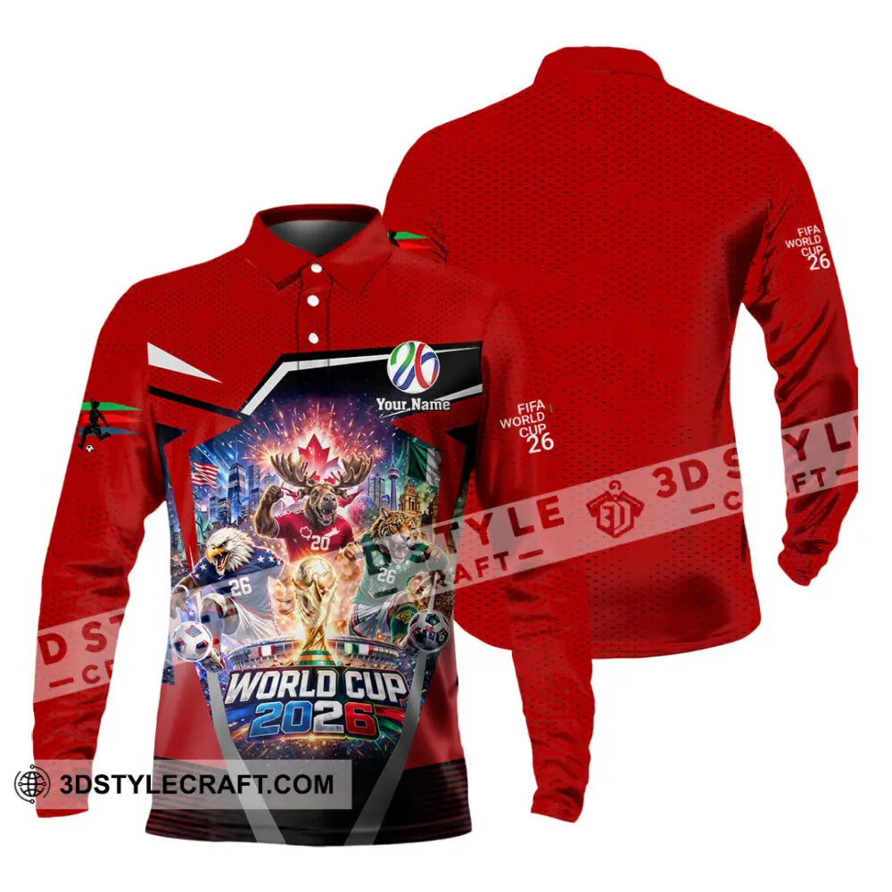 Unisex Shirt - Custom Fifa World Cup 2026 3D Shirt - Long Sleeve Polo / S - T-shirt