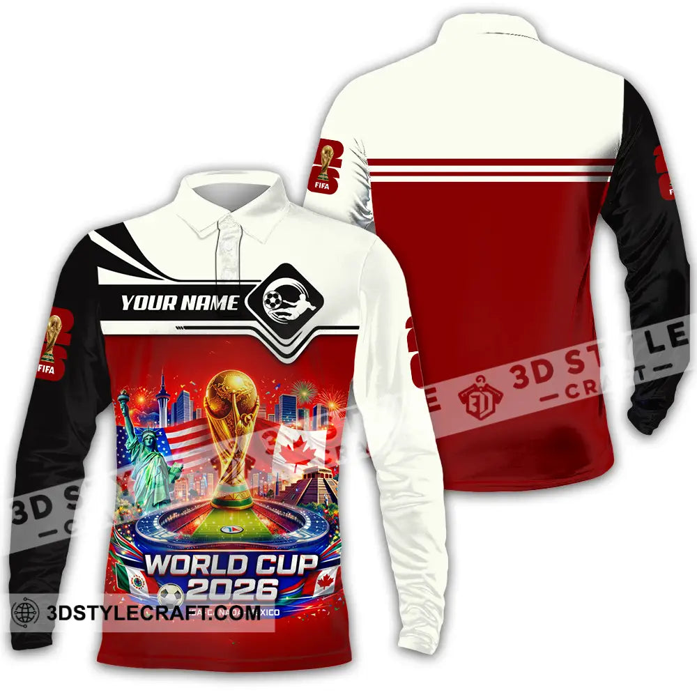 Unisex Shirt - Custom FIFA World Cup 2026 3D Shirt Long Sleeve Polo / S T-shirt