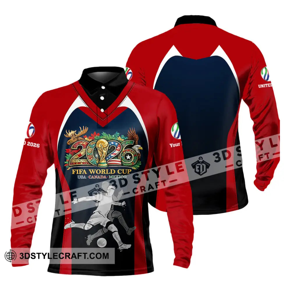 Unisex Shirt - Custom Fifa World Cup 2026 3D Shirt - Long Sleeve Polo / S - T-shirt