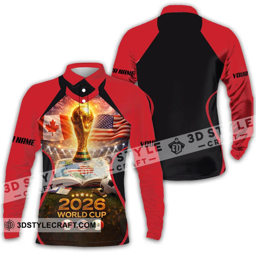 Unisex Shirt - Custom FIFA World Cup 2026 3D Shirt Long Sleeve Polo / S T-shirt