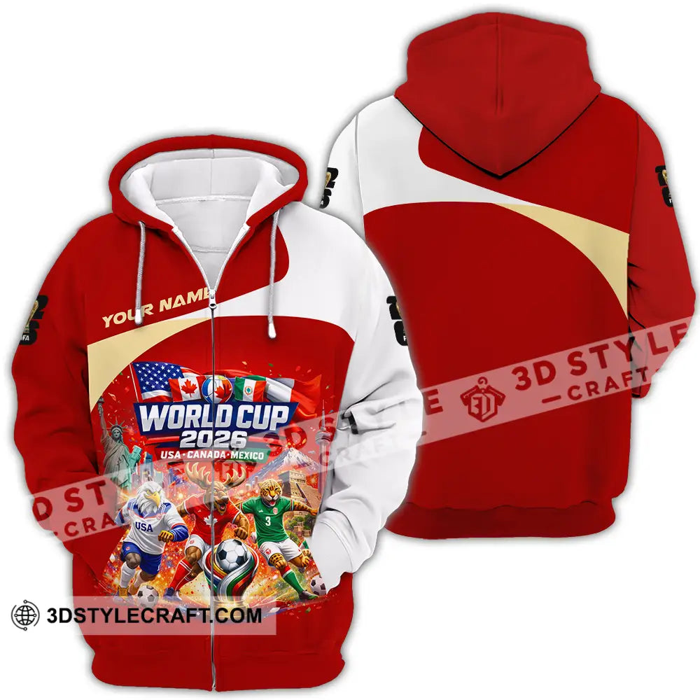 Unisex Shirt - Custom FIFA World Cup 2026 3D Shirt Zipper Hoodie / S T-shirt