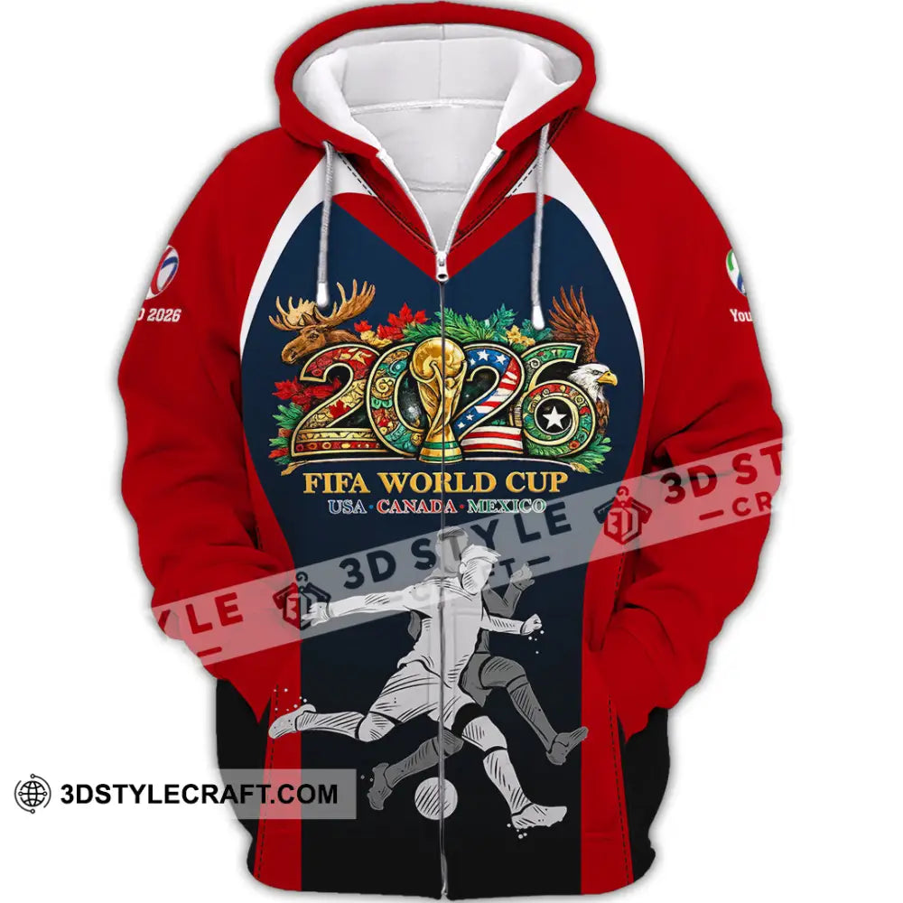 Unisex Shirt - Custom Fifa World Cup 2026 3D Shirt - Zipper Hoodie / S - T-shirt