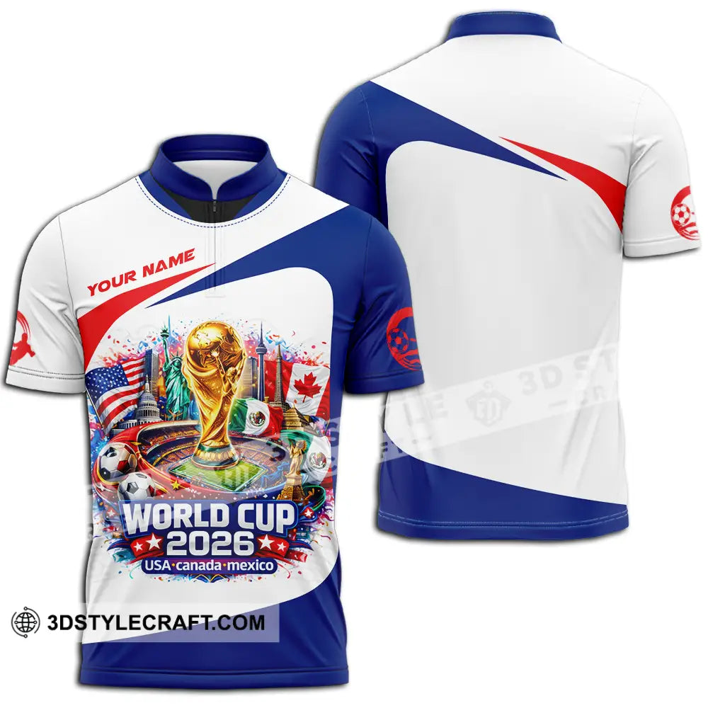 Unisex Shirt - Custom FIFA World Cup 2026 3D Shirt Zipper Polo Shirt / S T-shirt
