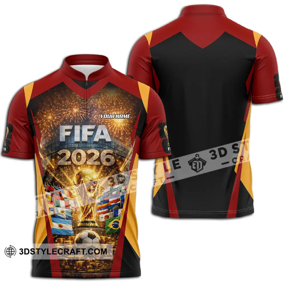 Unisex Shirt - Custom FIFA World Cup 2026 3D Shirt Zipper Polo Shirt / S T-shirt