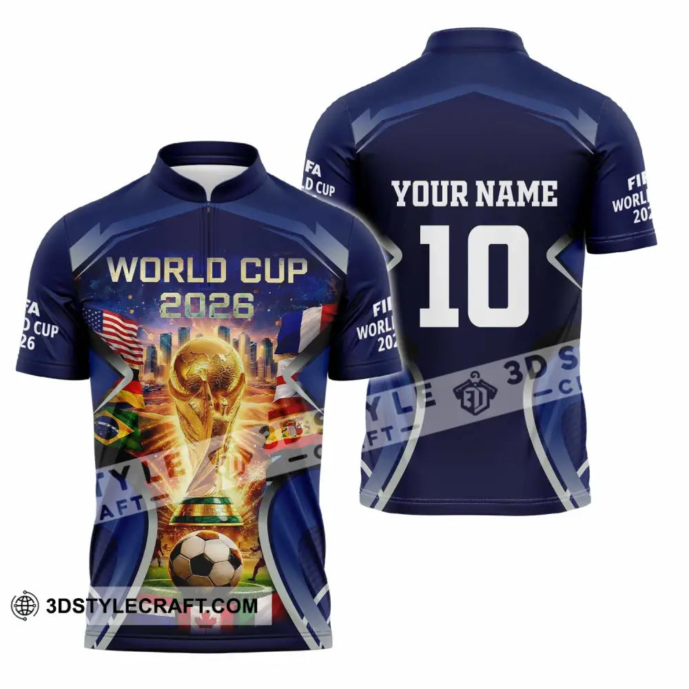Unisex Shirt - Custom FIFA World Cup 2026 3D Shirt Zipper Polo Shirt / S T-shirt