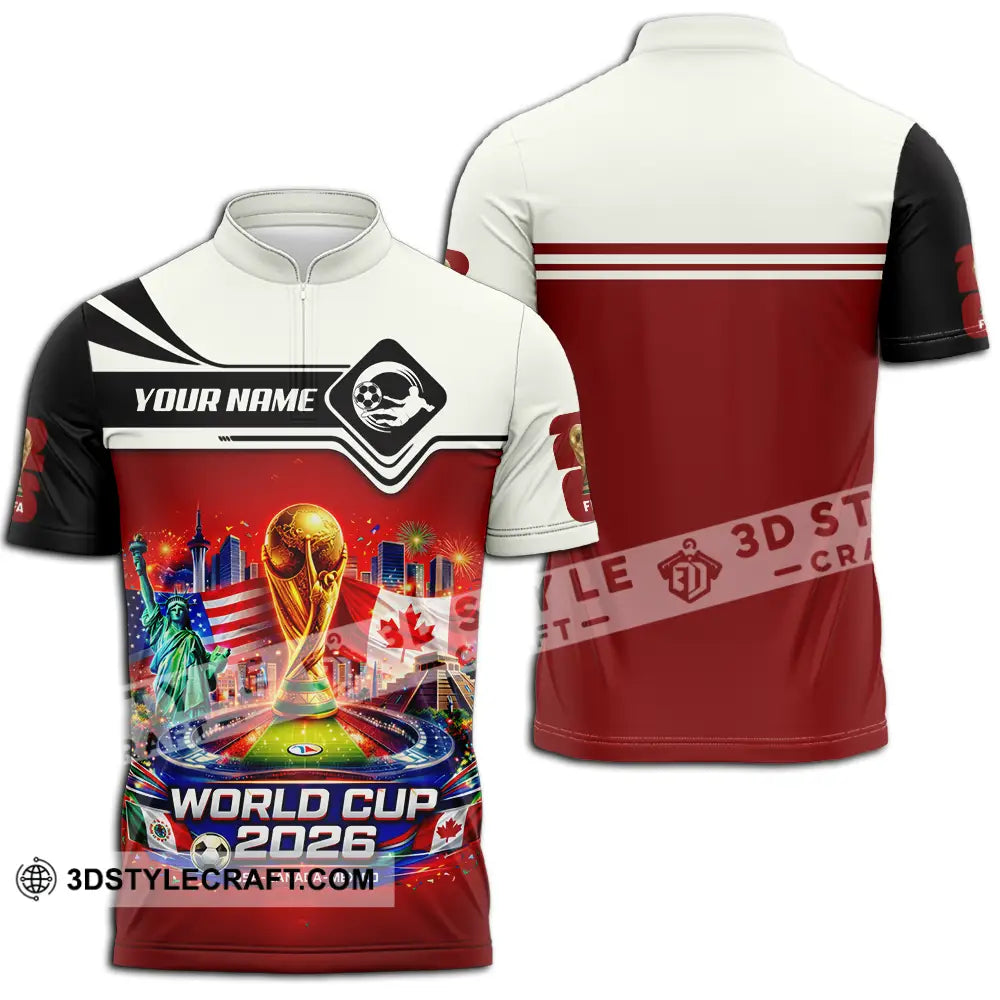 Unisex Shirt - Custom FIFA World Cup 2026 3D Shirt Zipper Polo Shirt / S T-shirt