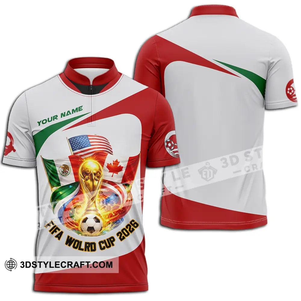 Unisex Shirt - Custom FIFA World Cup 2026 3D Shirt Zipper Polo Shirt / S T-shirt