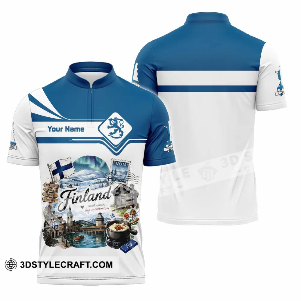 Unisex Shirt - Custom Finland Shirt - Zipper Polo Shirt / S - T-shirt