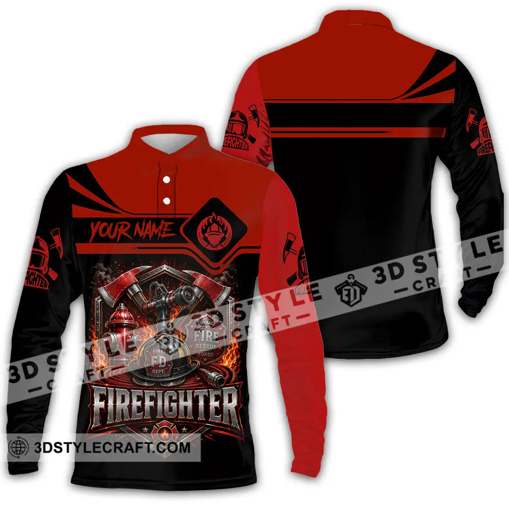 Unisex Shirt - Custom Fire Fighter Shirt - Long Sleeve Polo / S - T-shirt