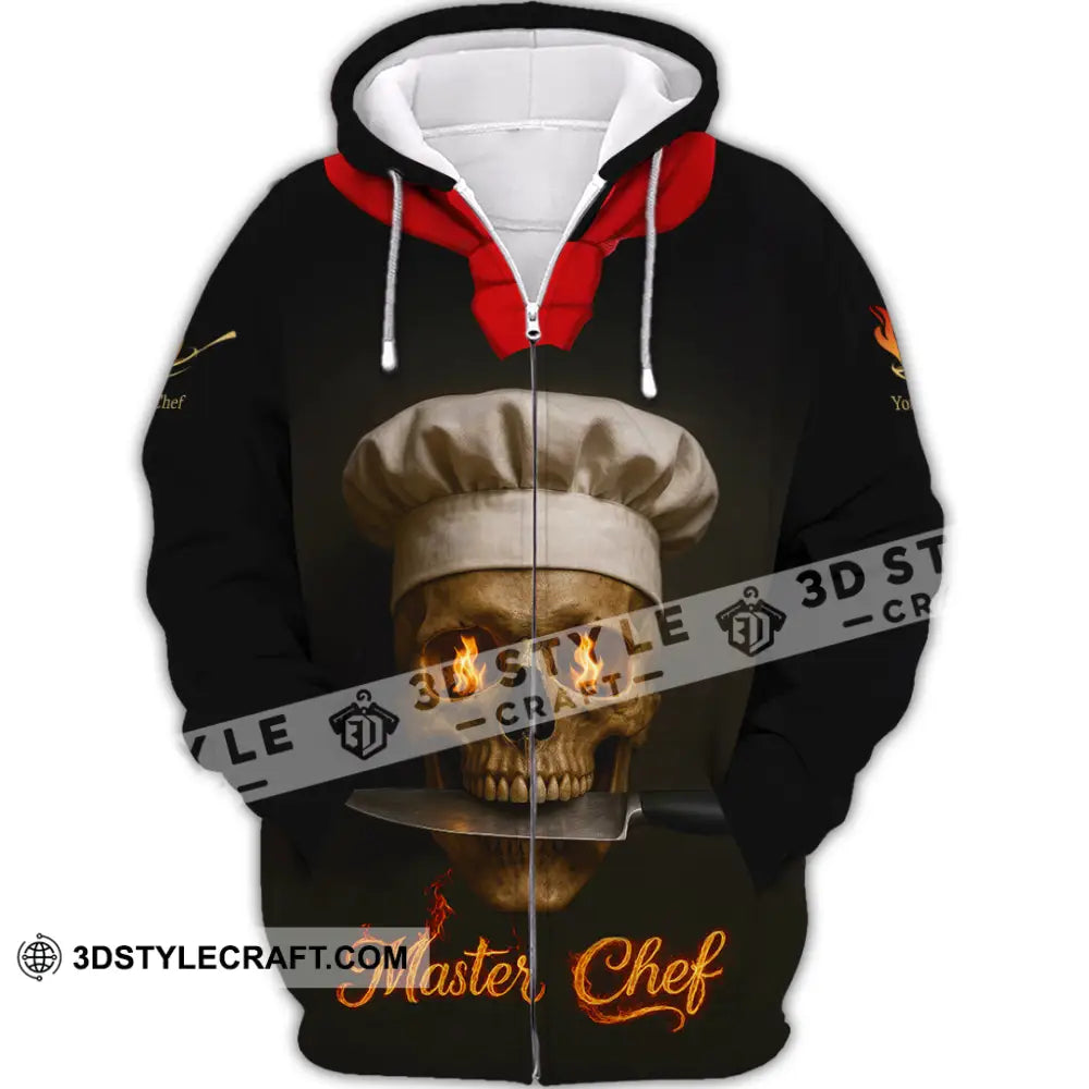 Unisex Shirt - Custom Fire Skullcap Master Chef Shirt Zipper Hoodie / S T-shirt