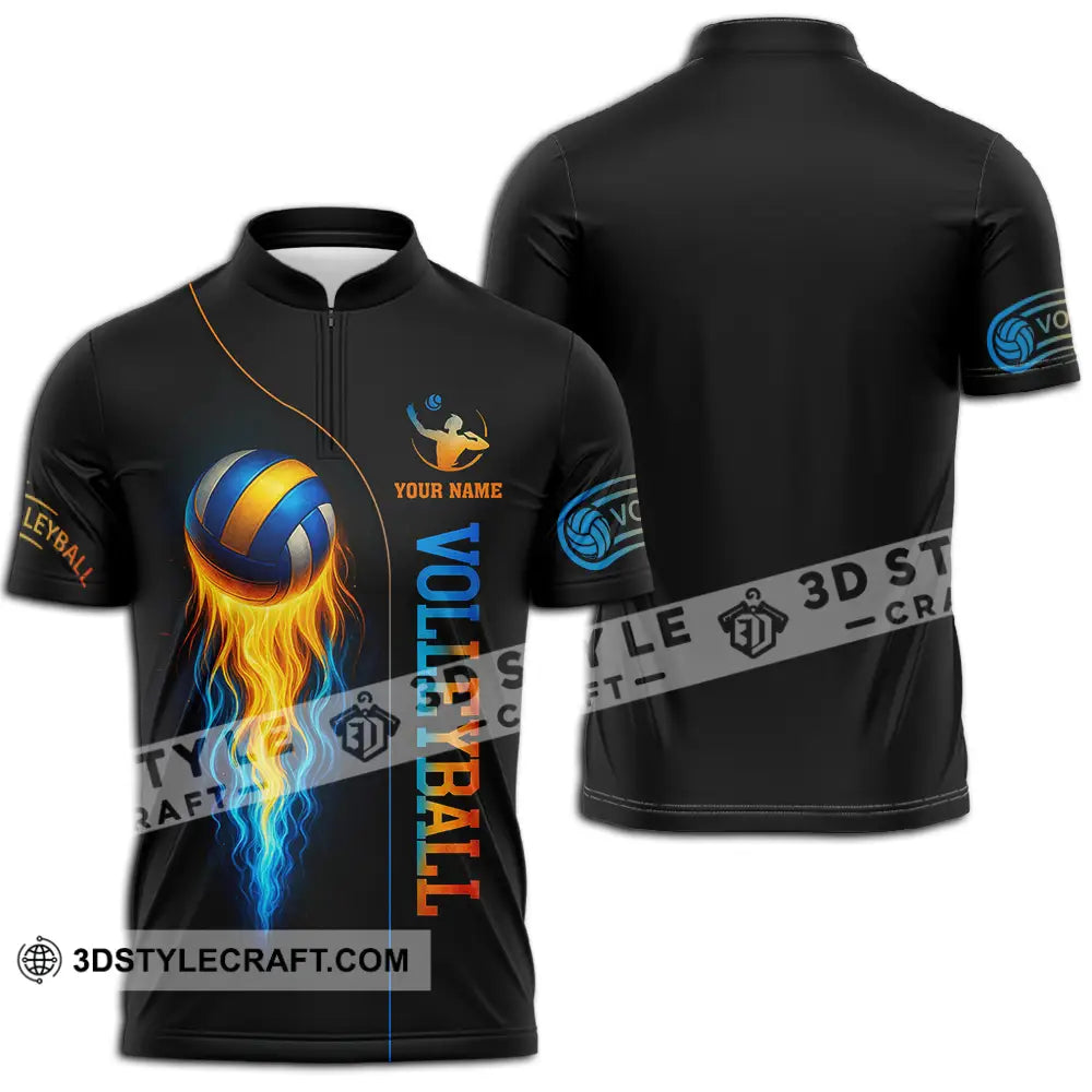 Unisex Shirt - Custom Fire Volleyball Shirt Zipper Polo Shirt / S T-shirt