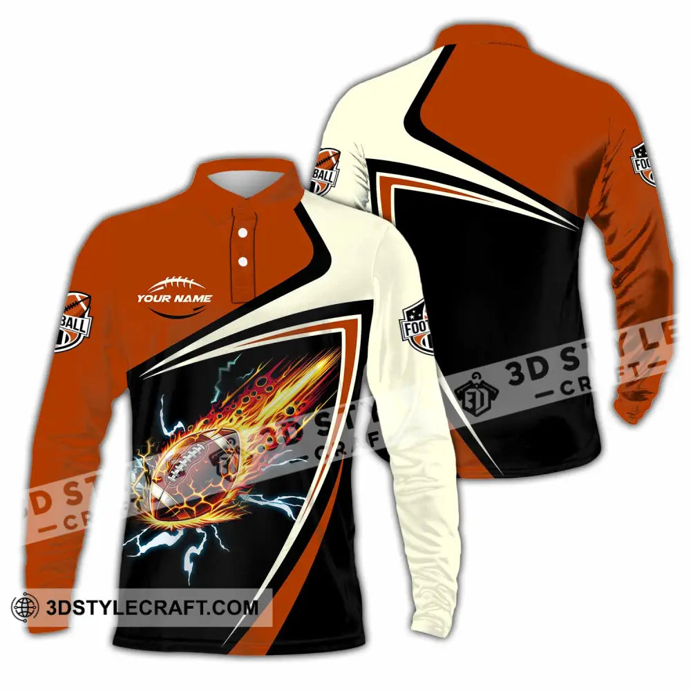 Unisex Shirt Custom Football Fire Sport Shirt Long Sleeve Polo / S T shirt