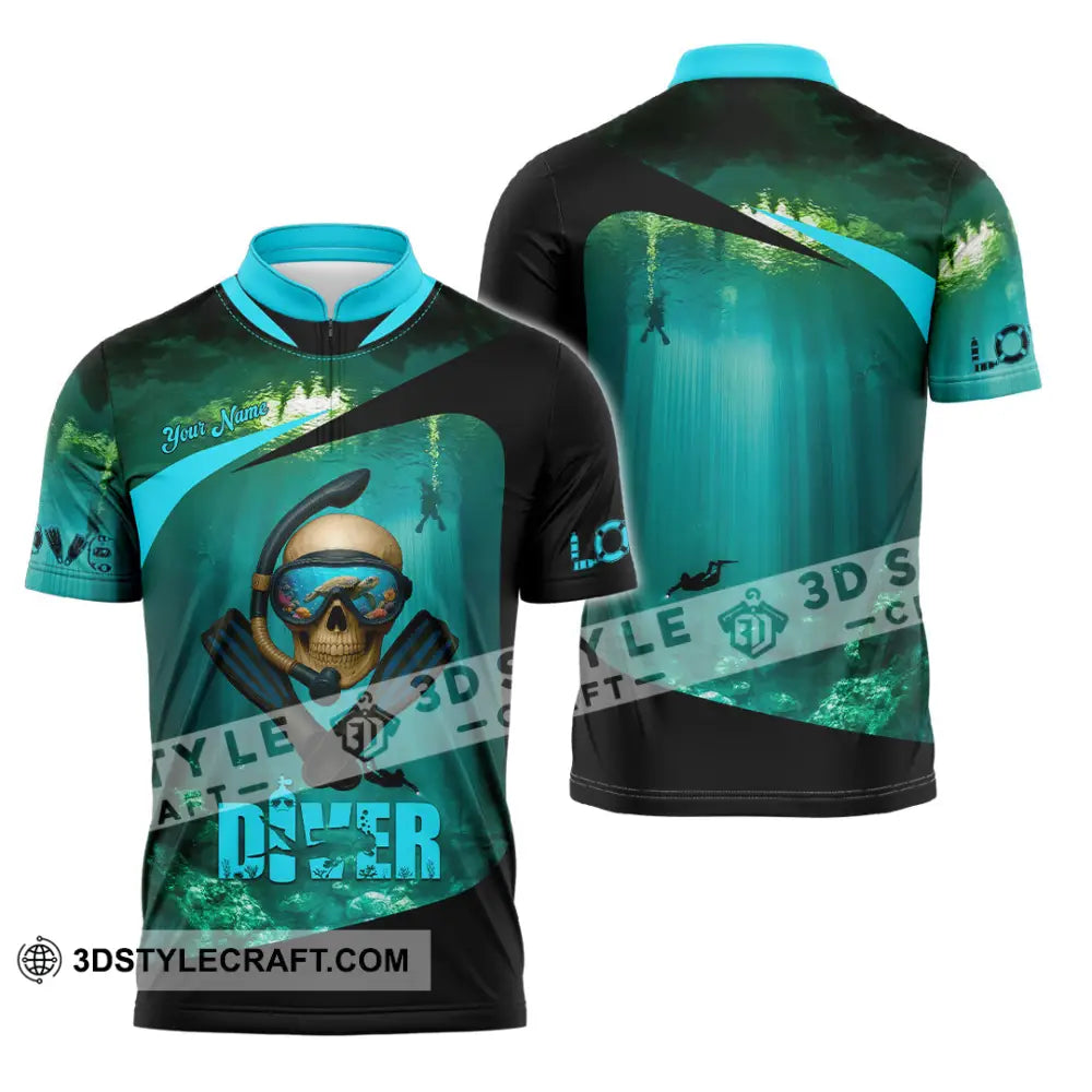 Unisex Shirt - Custom Shirt For Love Diver Zipper Polo Shirt / S T-shirt