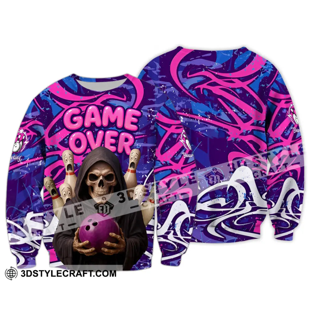 Unisex Shirt - Custom Funny Bowling Game Purple Death Shirt Long Sleeve / S T-shirt