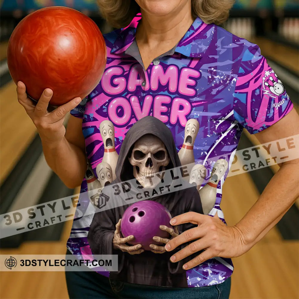 Unisex Shirt - Custom Funny Bowling Game Purple Death Shirt T-shirt