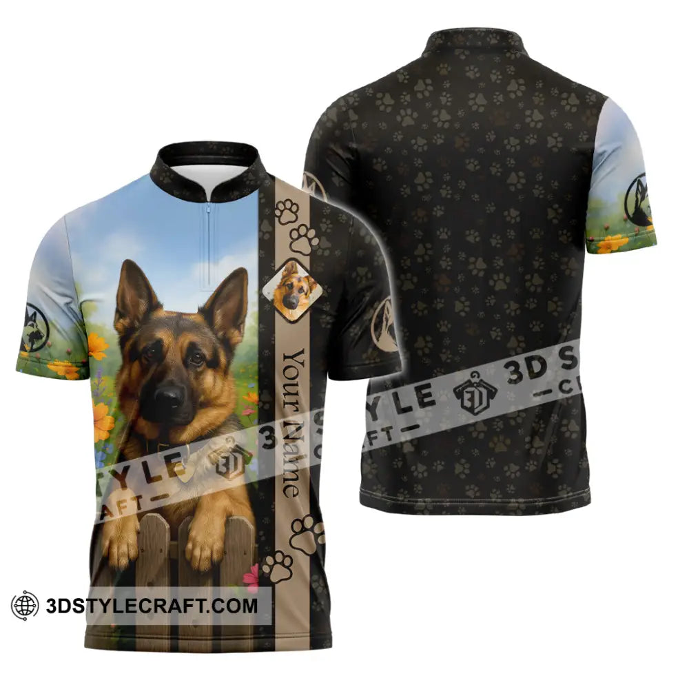 Unisex Shirt - Custom German Shepherd Shirt Zipper Polo Shirt / S T-shirt