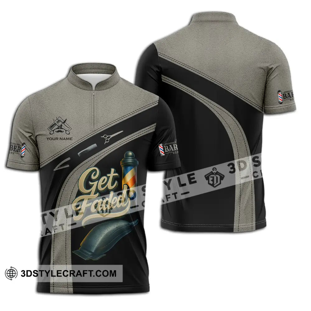 Unisex Shirt Custom Get Faded Barber Shirt Zipper Polo Shirt / S T shirt