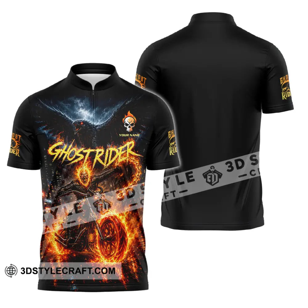 Unisex Shirt - Custom Ghost Rider Shirt - Zipper Polo Shirt / S - T-shirt