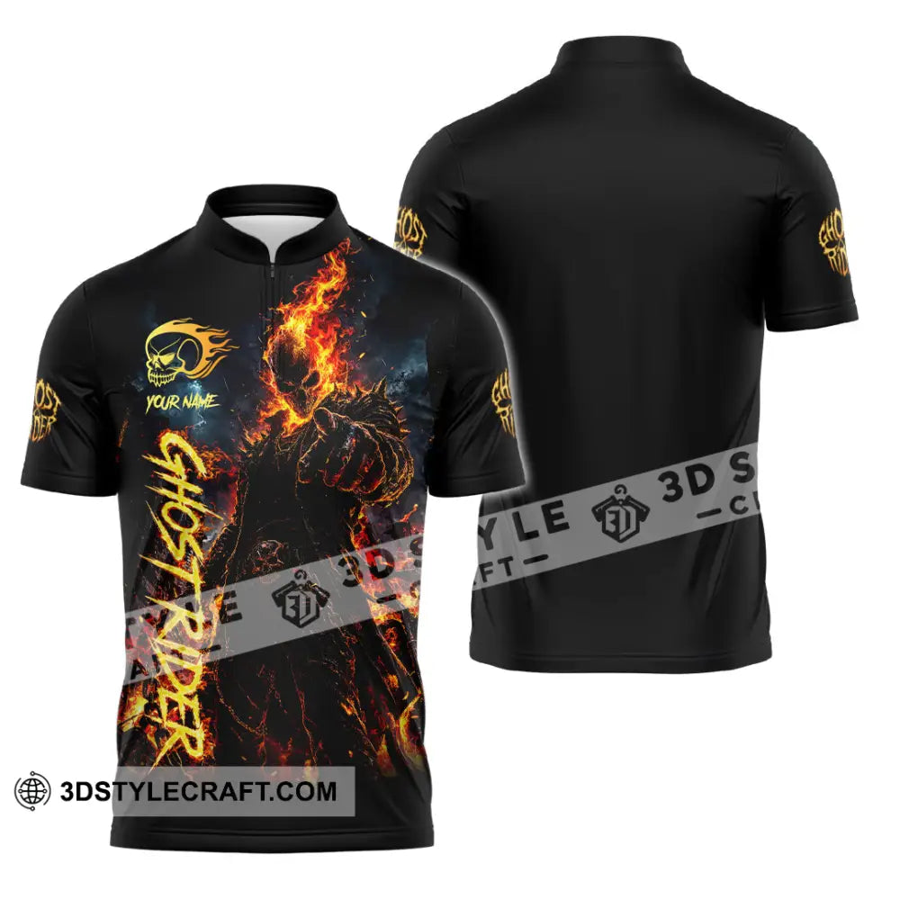 Unisex Shirt - Custom Ghost Rider Shirt - Zipper Polo Shirt / S - T-shirt