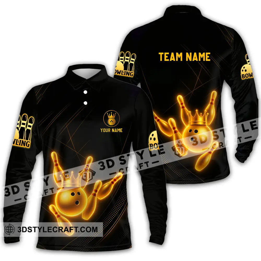 Unisex Shirt - Custom Golden Bowling Shirt Long Sleeve Polo / S T-shirt