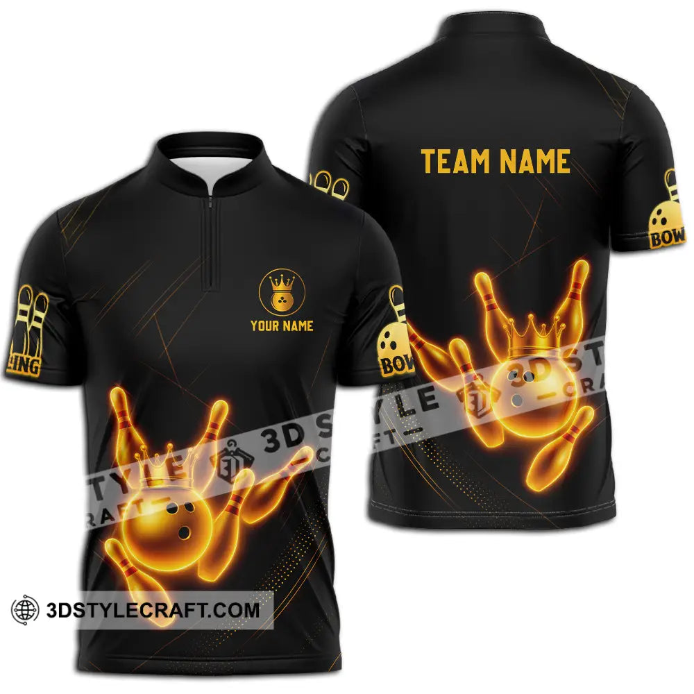 Unisex Shirt - Custom Golden Bowling Shirt Zipper Polo Shirt / S T-shirt