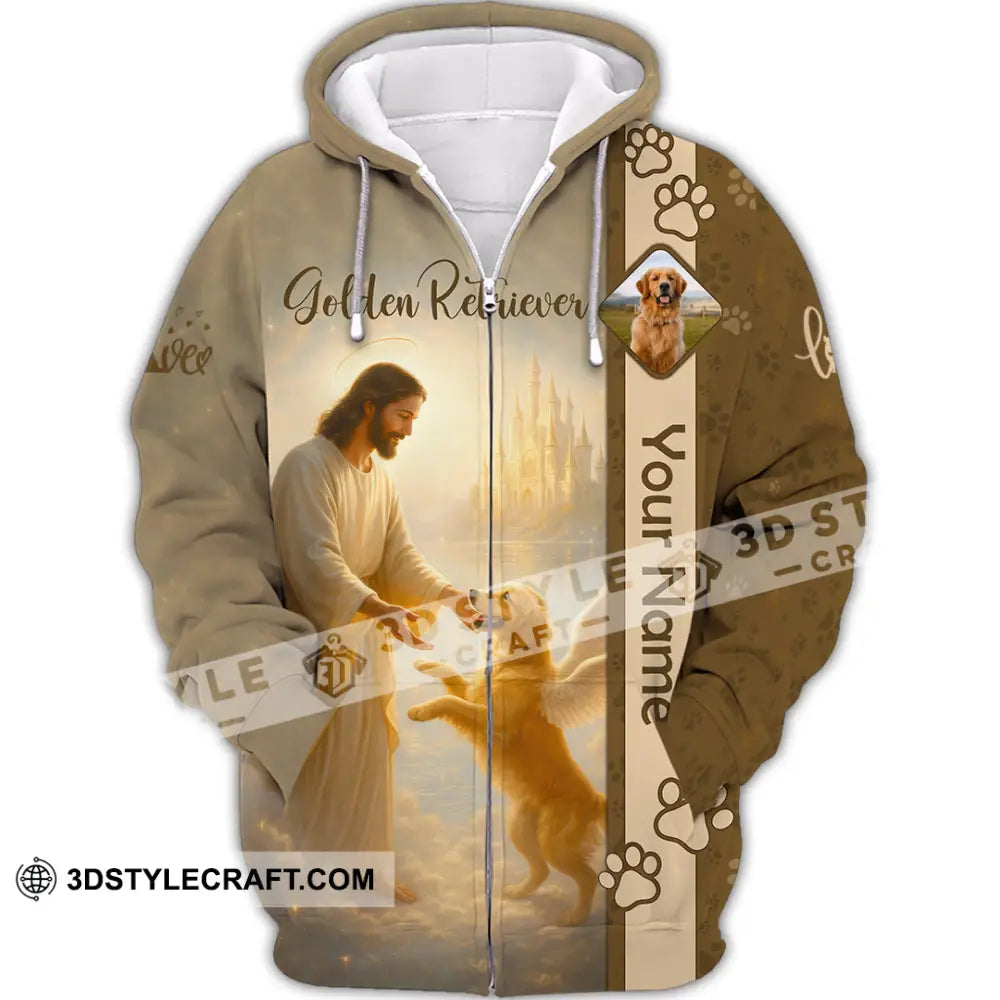 Unisex Shirt - Custom Golden Retriever And God Shirt Zipper Hoodie / S T-shirt