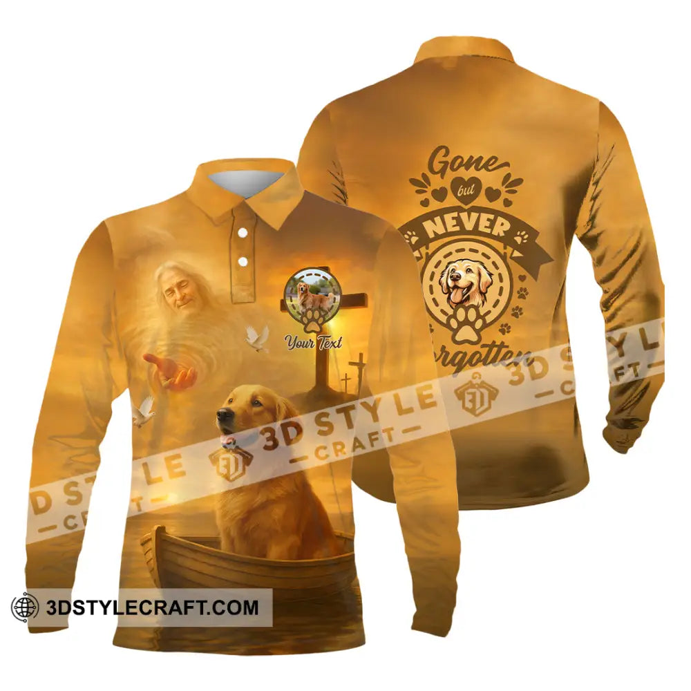 Unisex Shirt - Custom Golden Retriever Gone But Never Forgotten Shirt Long Sleeve Polo / S T-shirt