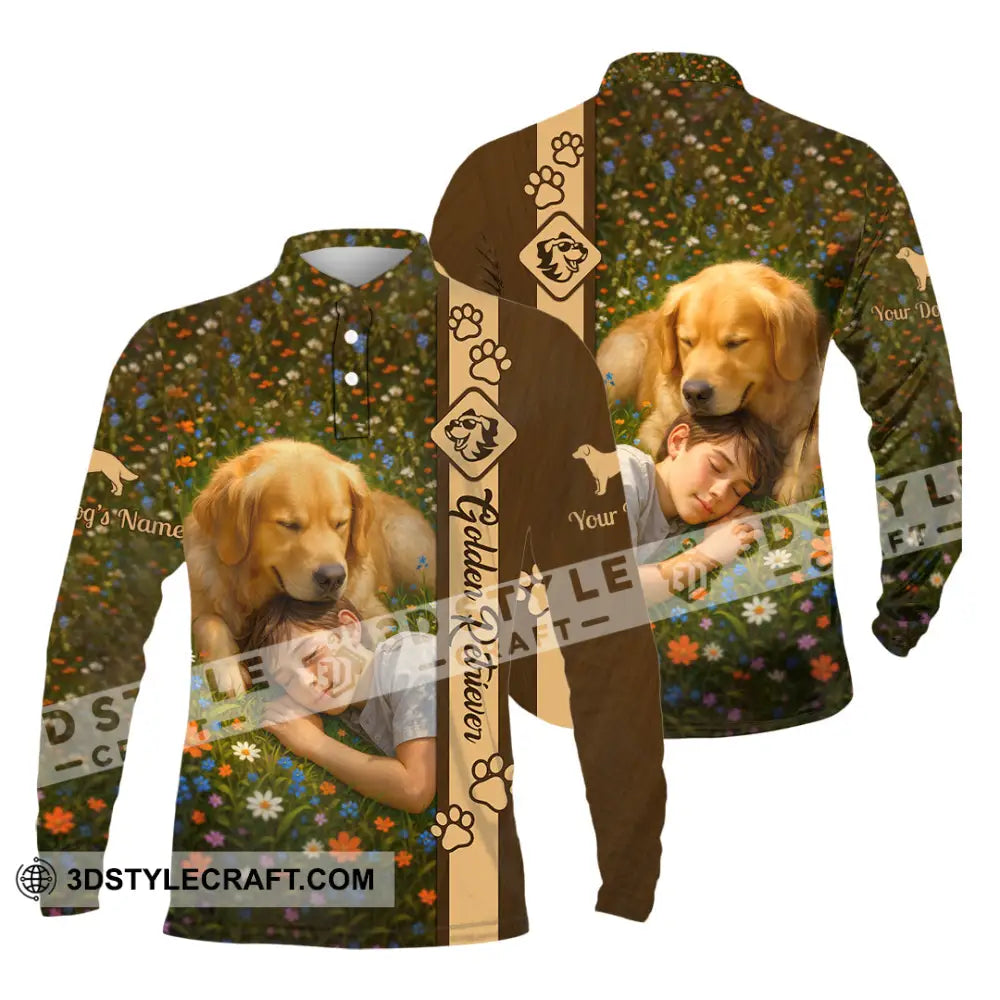 Unisex Shirt - Custom Golden Retriever Shirt Long Sleeve Polo / S T-shirt