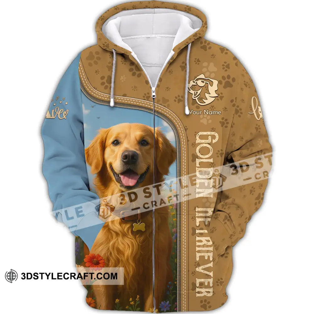 Unisex Shirt - Custom Golden Retriever Shirt Zipper Hoodie / S T-shirt