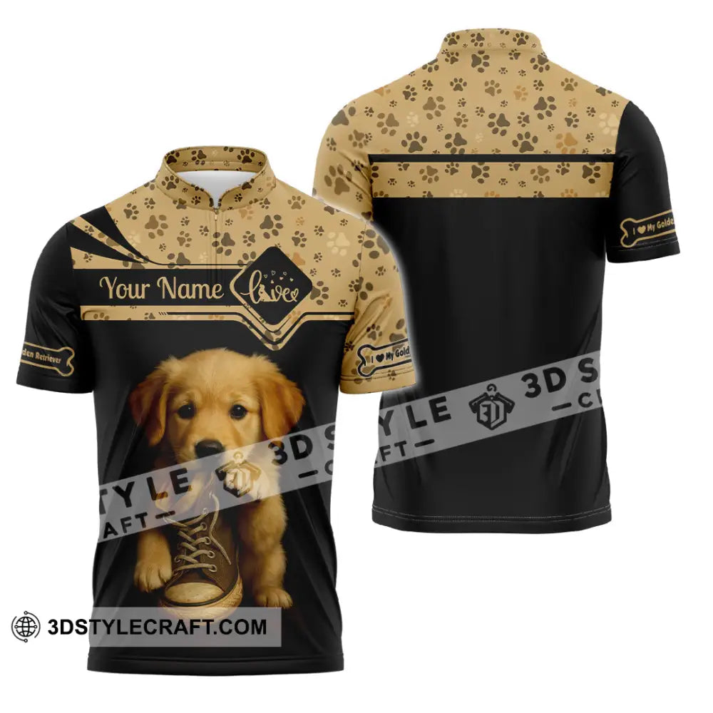 Unisex Shirt - Custom Golden Retriever Shirt Zipper Polo Shirt / S T-shirt